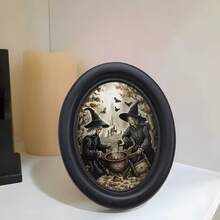 1件 3D黑色橢圓形復古相框，哥德式風格，萬聖節、感恩節秋季及其他節日裝飾，附掛鉤 - 7 - 查看 7