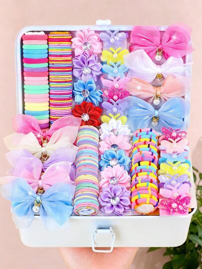8/162/Pcs/Set Flower & Bow Colorful Hair Accessories Set, Sweet Hair Accessories - Suitable For Girls And Women, Daily Essential
