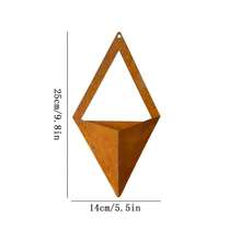 1pc Rusty Texture Triangle Rhombus Wall Hanging Planter, American Country Style Wall Decor Hanging Flower Bucket, Garden Entrance Greenery Fresh Flower Hanging Pot - Rust Brown - View 2