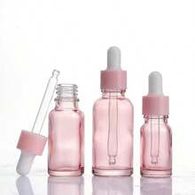 5pcs Pink Transparent Dropper Essential Oil Bottle Set, Summer Skincare Aromatherapy Liquid Dispensing Storage Tool, Pink And White Color Block Press Dropper For Precise Liquid Extraction And Single-Use Portion Control, Transparent Pale Pink Bottle Body For Easy Visual Monitoring Of Remaining Liquid Volume - Pink - View 2