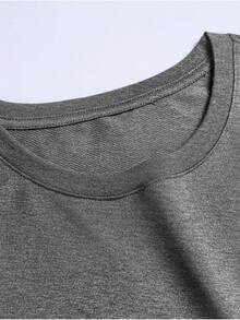 Men's Short-Sleeved T-Shirt, Summer, Comfortable, Made Of Micro-Elastic Polyester Fabric, Fashionable, Casual, Versatile, With Popular Print And Round Neck. - 深空灰 - 查看 5