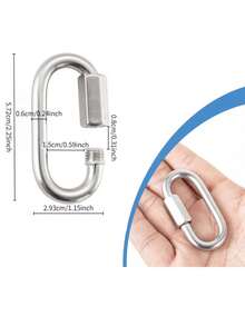 Konektor Cepat Rantai Baja Tahan Karat, Carabiner Oval Pengunci Ulir Tugas Berat, Perangkat Keras Penghubung Rantai Tahan Lama, Cocok untuk Pemasangan Hammock, Berkemah, Mendaki, Perakitan Peralatan Luar Ruangan, dan Aksesori Penghubung Perangkat. - MultiWarna - View 4