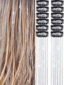 12pcs Seamless Hair Extensions Laser Gold Shiny Colorful Ribbon Straight Hair Pieces Dyed Faux Colorful Hair Decoration - View 3