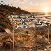 1pc Morandi Ripple Pattern Sunshade Canopy, Modern Style, Colorful, Large Size, UV Protection, Sturdy & Durable, Easy Installation, Suitable For Beach, Garden, Patio, Includes Rope - Multicolor - View 6