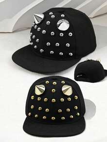 1pc New Rivet Design Fashion Versatile Baseball Cap, Sparkling Fabric Rhinestone Decor, Party Wear,Summer,Beach,Hat - Multicolor - View 13