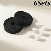 1套/2/3/4/6套，4件/套（1條帶子+3個鈕扣）可調節下擺與腰帶工具組，適用於T恤、針織衫、洋裝、運動衫等，附拉鍊式無縫下擺縮短器、隱形腰部固定扣，適用於長褲、襯衫、上衣，中性居家縫補工具（無需縫邊） - 彩色 - 查看 26