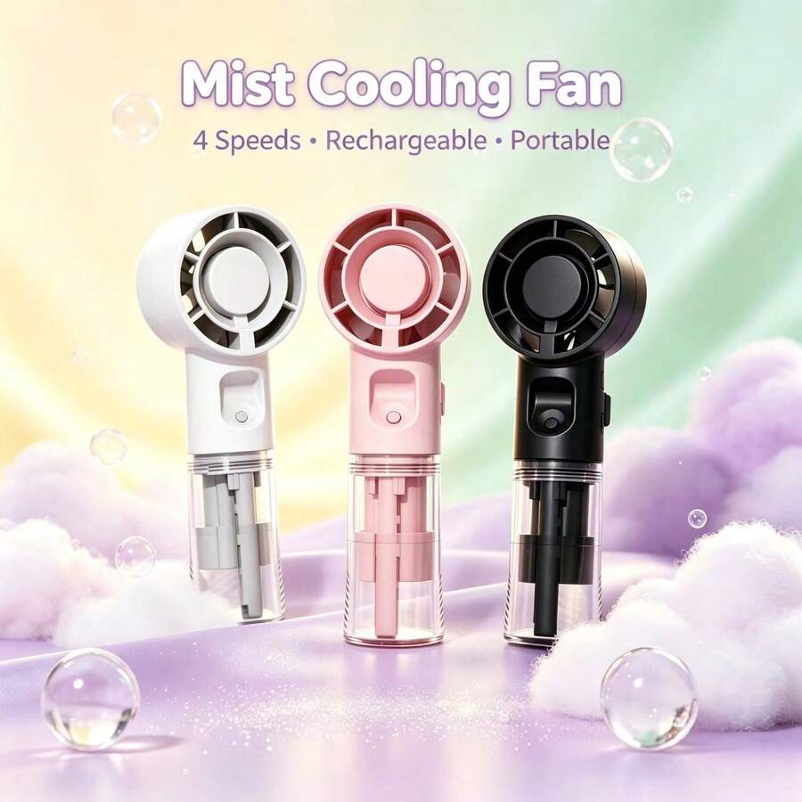 Portable Spray Small Fan - USB Charging Handheld Fan, 4-Speed Regulation+Spray Function, Suitable For Travel, Camping, Outdoor, Home, Office, Makeup, Commuting And Other, Scenarios Holiday Essential ,Fan For Summer,Fans Hand Fan,800mAh - Multicolor - View 1