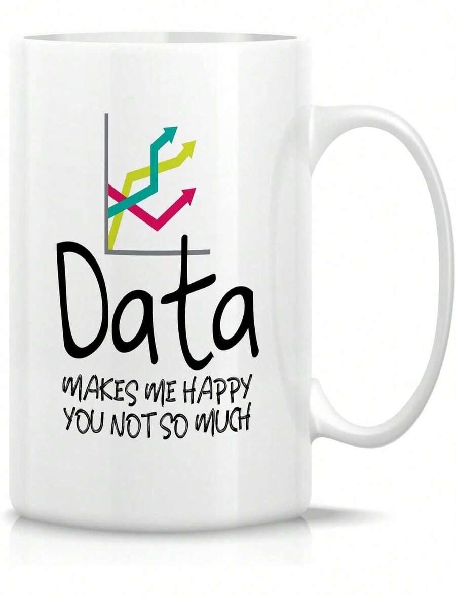 Retreez Funny Mug - Data Makes Me Happy Data Science Scientist Analyst Computer Accounting 11 Oz Ceramic Coffee Mugs - F - 白色 - 查看 1