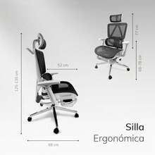 AOKU Silla de Oficina Premium, Silla de Escritorio con Respaldo Alto, Ergonómica con Soporte Lumbar Ajustable. Giratoria. Reposa Brazos. Reposa Pies - Blanco  Negro - Ver 4