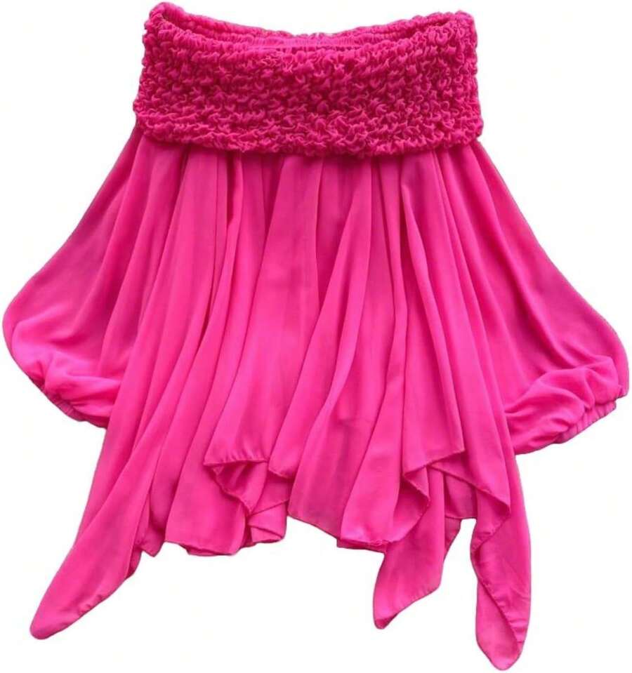 Blusa de manga larga caída para mujer con pliegues, dobladillo irregular, fluida, casual y suelta - Amarillo - Ver 1