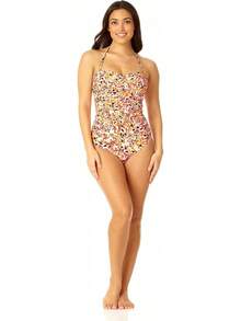 Anne Cole Traje de baño de una Pieza Fruncido Frontal Traje de baño de una Sola Pieza para Mujer - Ditsy de Whirlpool - Ver 1