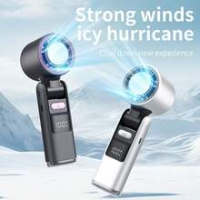 Handheld Turbo Fan With Ice Cooling, Adjustable Wind Speed, Rechargeable Personal Fan, Handheld/Desktop/Neck Mini Fan, Portable Cooling, Suitable For Travel, Outdoor, Office, Work, Summer, Camping, 1pc 1800mAh Battery, Total Capacity 1800mAh - A - View 3