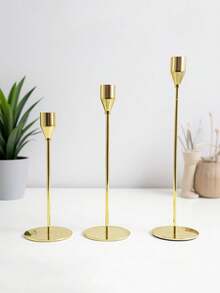 1pc Tall Metal Iron Single Head Candle Holder Ornament, Home Candle Holder Wedding, Small Candle Holder Dining Table Romantic Candlelight Dinner Decoration, Valentine's Day, Wedding Anniversary, Romantic Atmosphere - Multicolor - View 9