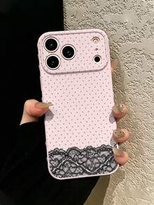 1pc New Fashion Lace Patchwork Polka Dot Pattern Side 3D Heart Phone Case Compatible With Apple/ Phones Apple 17/17Pro/17ProMax/16/16Pro/16ProMax/16Plus/15/15Plus/15Pro/15ProMax/14/14Plus/14Pro/14ProMax/13/13Pro/13ProMax/12/12Pro/12ProMax/11/11ProMax/XR/XSMAX/7G/8plus/Galaxy S26/S26 Ultra/S26 Plus/S25/S25 FE/S24/S23/S22/A05/A10S/A12/A13/A16/A15/A35/A36/A20/A50/A55/A56/Anti-Drop Anti-Collision Protective Cover - Multicolor - View 1