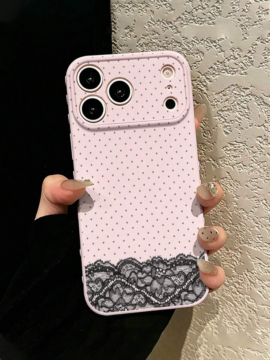 1pc New Fashion Lace Patchwork Polka Dot Pattern Side 3D Heart Phone Case Compatible With Apple/ Phones Apple 17/17Pro/17ProMax/16/16Pro/16ProMax/16Plus/15/15Plus/15Pro/15ProMax/14/14Plus/14Pro/14ProMax/13/13Pro/13ProMax/12/12Pro/12ProMax/11/11ProMax/XR/XSMAX/7G/8plus/Galaxy S26/S26 Ultra/S26 Plus/S25/S25 FE/S24/S23/S22/A05/A10S/A12/A13/A16/A15/A35/A36/A20/A50/A55/A56/Anti-Drop Anti-Collision Protective Cover - Multicolor - View 1
