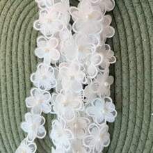1 Yard White 3D Organza Lace Trim, Delicate Double-Layer Floral Decorative Sewing Trim, For Wedding Dress Hem, Bridal Gown, Hair Accessories, DIY Handmade, Clothing Decoration - Multicolor - View 5