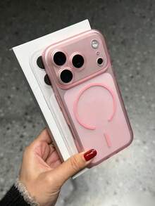 1件裝頂級極簡親膚半透明磨砂粉色手機殼，適用於 Apple 18Pro Max 18Pro 17 Pro Max Air 16 15 14 13 12 Pro Max/Plus，支援無線充電，磁吸磨砂半透明防震防摔軟保護殼 - 淺粉色 - 查看 3