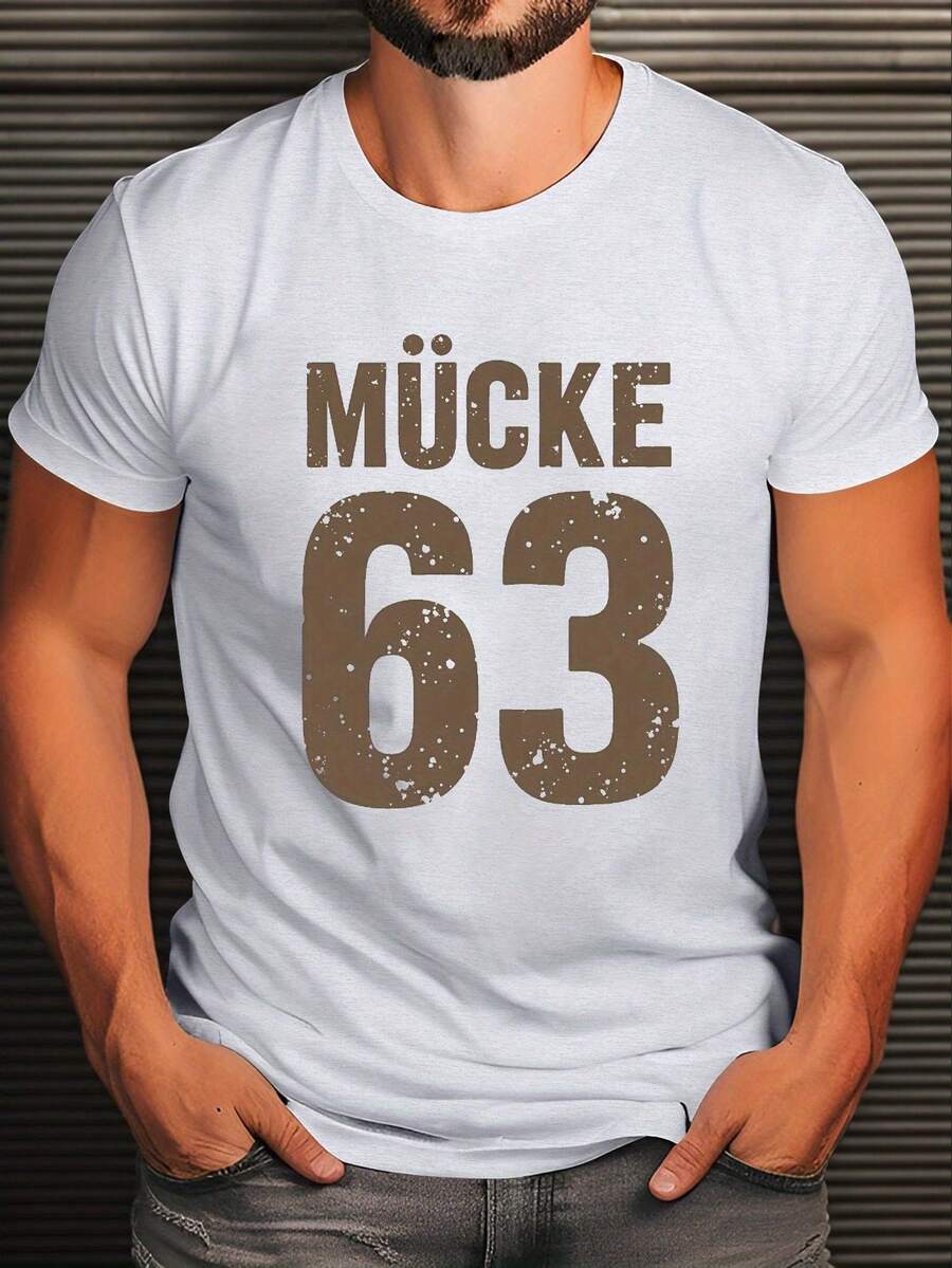 Mosquito Vintage M 63 Sports Typography Crinkle Plus Size Men'S T-Shirt - 白色 - 查看 1