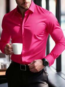 anfinity Mode Elegante camisa de vestir blanca de manga larga para uso formal o de oficina con cuello de camisa, camisas de negocios, camisa casual de negocios para hombres, otoño, ceremonia - Blanco - Ver 21