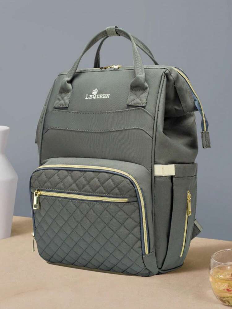 LEQUEEN 1pc Oxford Cloth New Mom Bag With Large Capacity, Multifunctional Maternity Diaper Bag For Outdoor Travel Maternal Supplies Storage - Grey - View 12
