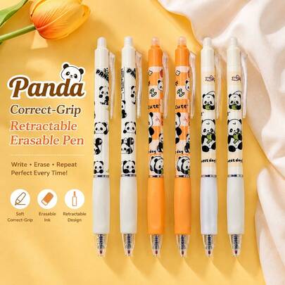 Bolígrafo de gel borrable Panda, con caja de almacenamiento, tinta azul, escritura suave y secado rápido - Producto imprescindible para la escuela y la oficina, suministros esenciales para la vuelta a la escuela