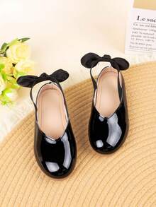 1 Pasang Sepatu Flat Elegan Minimalis Gaya Inggris Warna Polos untuk Anak Perempuan, Cocok untuk Pemakaian Sehari-hari, Musim Semi/Panas - Hitam - View 5