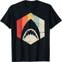 Retro Great White Shark T-Shirt T-Shirt - Black - View 11