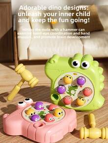 Children's Cartoon Crocodile Whack-A-Mole Toy With Dual Plastic Hammers, Baby Pounding Educational Game Machine, Toddler Early Education Hand-Eye Coordination Interactive Desktop Toy - Multicolor - View 6