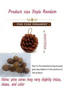 Mini Pine Cone Decorative Balls, 2-6-12pcs/Pack, With Gold Rope Hanging Rustic Style Pine Cone Balls, Brown Pine Cones, Suitable For Christmas Tree, Autumn, Thanksgiving, Wedding, Home Decor, Holiday And Party Decoration - Multicolor - View 10