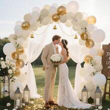 156Pcs White Sand Gold Balloon Garland Arch Kit, Nude Metallic Latex Balloons For Boho Wedding Engagement Anniversary Party Backdrop Decor - View 5