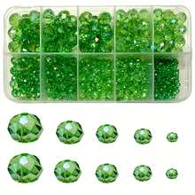 1 Caja de Juego de Cuentas de Cristal AB - Tamaños Surtidos 3/4/6/8/10mm, Cuentas Espaciadoras Facetadas para Hacer Joyas DIY, Pulseras & Colgantes - A - Ver 10