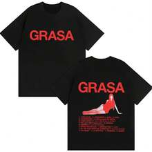 Lässiges Kurzarm-T-Shirt aus reiner Baumwolle mit Sommerdruck im  2026 vom meistverkauften Rapper Nathy Peluso Grasa, Y2K-Stil. - Schwarz - Übersicht 1