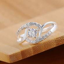 New Streetwear 925 Sterling Silver Shiny Zirconia Diamond Rings For Women Wedding Party Gifts Fine Jewelry Engagement Rings - Silver - View 3