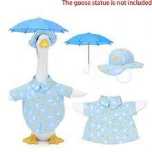 Solchen 門廊鵝裝飾套裝附雨傘，適合草坪門廊鵝服裝，粉色花卉洋裝，春/夏戶外庭院草坪裝飾（Cloudy Duck，23 英吋） - A - 查看 9