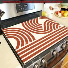 1pc 2D Red Line Bohemian Kitchen Countertop Mat, Diatomaceous Earth Material, Highly Absorbent, Suitable For Tableware, Coffee Machine, Microwave, Etc. Fashionable Watercolor Design, Ideal Choice For Modern Kitchen. - Multicolor - View 5
