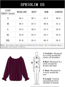 Spriolim - Blusa de gasa de manga larga con volantes y hombros descubiertos para mujer - 29 Boho Naranja - Ver 5