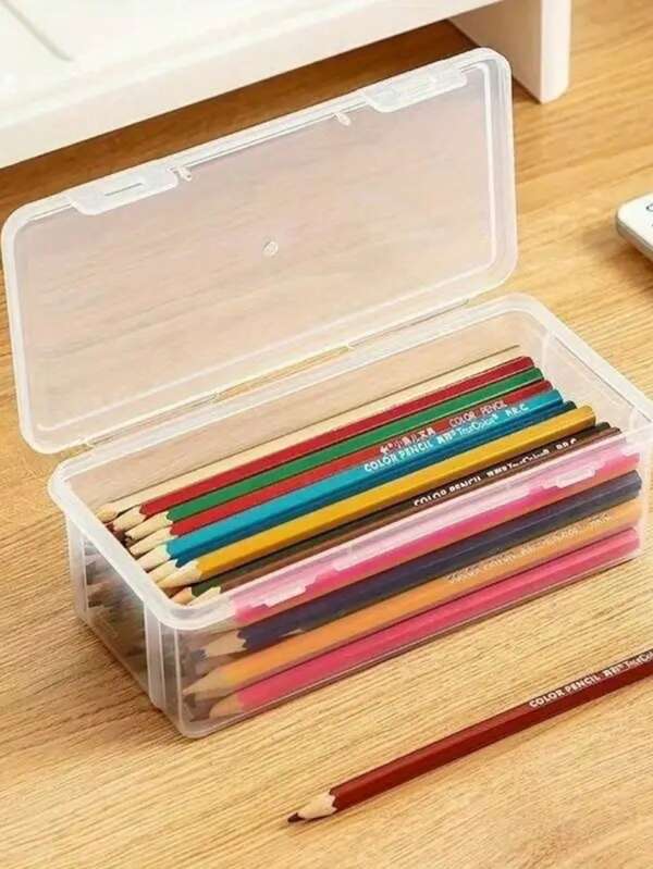 4pcs Large See-Through PP Storage Boxes With Sealed Lids, Minimalist Unfinished Surface, Lightweight And Durable, Suitable For 11 Holiday Storage, Office Supplies, Various Small Items, Markers, Pencils, Handmade Crafts, Etc. These Storage Boxes Are Stackable, Highly See-Through, Securely Closed, Lightweight Design, Ideal For Desktop Drawer Organization And Home Storage.