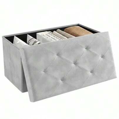 660 Lb Capacity Foldable Storage, 42 Gallon Storage Ottoman With Cushioned, Sturdy PVC Living Room, Bedroom, Entryway(30-43)
