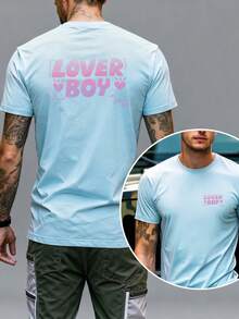 LOVER BOY, camiseta de hombre con estampado de doble cara, moderna, casual, cómoda, de cuello redondo y manga corta. - Blanco - Ver 6