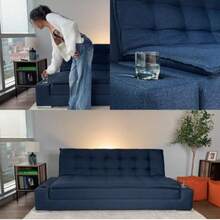 HOMEMAKE FURNITURE Sofá Cama Matrimonial Multifunción cojín de Respaldo Reversible Sofa de Sala, Sofá Cama Convertible, 2 Portavasos, Hecho en México - Azul - Ver 6