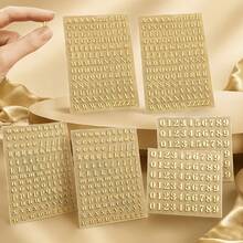 Small Gold Letter & Number Stickers, 3D Self-Adhesive Mini Letter Stickers, Glitter Letter & Number Decals For Scrapbooking, Nail Art, Keyboard DIY Crafts Decoration - Gold School Supplies - Multicolor - View 3