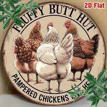 2D Flat - 1pc Vintage Metal Sign, Featuring Fluffy Chicken Butt Cottage, 7.87 Inch Diameter, Designed For Country Farmhouse Decor, Suitable For Barn And Extension (Random Hole Position) - A - View 6