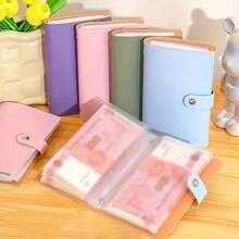1pc 2026 New PU Money Saving Book, A6 Large Capacity Cash Storage Album Holds 100 Bills, Organizer For Banknotes, Photos, Stamps & Cards, Includes 50 Sleeves, Ideal Holiday Gift,Random Color And Style - Multicolor - View 4