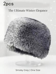 2/1 pieza Sombrero de cubo estilo mongol de piel de zorro plateado sintético para mujer, sombrero con capucha suave que cubre el cabello. Diseño engrosado, adecuado para esquí, deportes de nieve, viajes al aire libre, desplazamientos y uso diario en la ciudad, también para Navidad, Año Nuevo, vacaciones de invierno, regalo de festival. - Ver 1