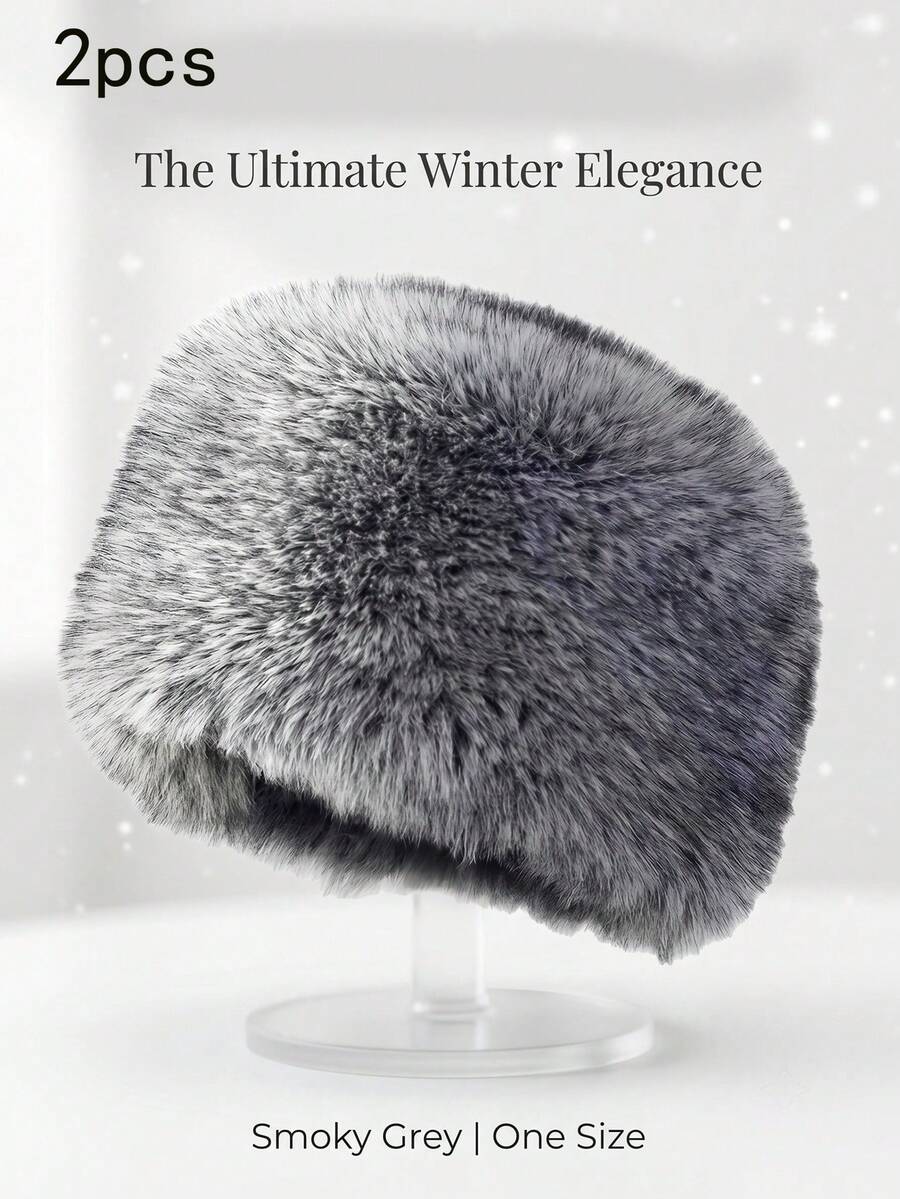 2/1 pieza Sombrero de cubo estilo mongol de piel de zorro plateado sintético para mujer, sombrero con capucha suave que cubre el cabello. Diseño engrosado, adecuado para esquí, deportes de nieve, viajes al aire libre, desplazamientos y uso diario en la ciudad, también para Navidad, Año Nuevo, vacaciones de invierno, regalo de festival. - Ver 1