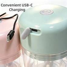 電動大蒜切碎機，便攜式迷你大蒜切碎機與研磨機，USB充電式大蒜壓榨器，緊湊廚房小工具，實用且易於清潔的設計 - 白色 - 查看 6