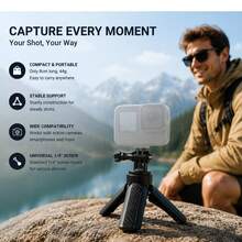 Trípode portátil mini, soporte de trípode de cámara de escritorio, estabilizador de mano ligero, compatible con OSMO Pocket 4 & 3 & 2, cámara de acción, smartphone, webcam, vlog de viaje - Ver 2