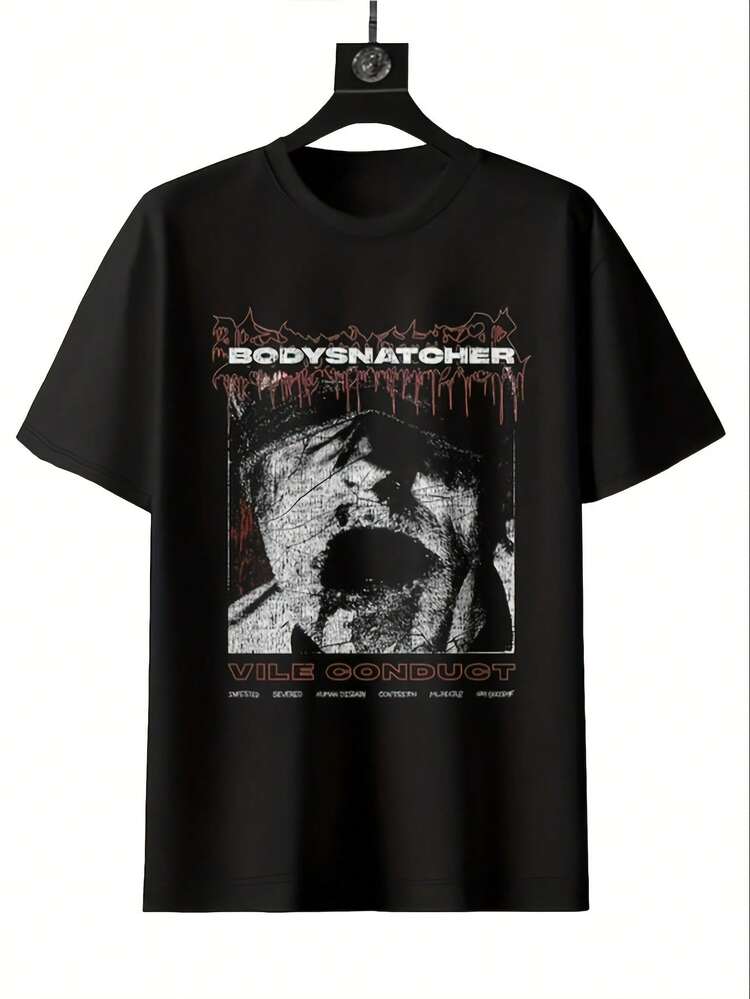 Unisex Bodysnatcher Vile Conduct Band Graphic T-Shirt For Men And Women, 100% Cotton, Soft, Essential For Urban Casual Wear In All Seasons, Versatile Style For All Seasons - 黑色 - 查看 2