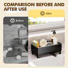 Kitchen Sink Organizer Rack With Draining Tray, Large Capacity Countertop Cleaning Tool Storage Rack, Suitable For Sponges, Steel Wool, Dish Brushes, Soap Dispenser, Detachable Draining Design Sink Side Storage Rack - View 2