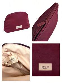 Gucci 女款化妝收納包，紅色帆布材質，大容量，方便攜帶，簡約優雅，適合日常使用、旅行、學校、購物、工作等場合，百搭風格，可作為禮物送給朋友或家人，亦可作為節日禮物或週年紀念禮物 - 酒紅色 - 查看 7